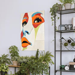 Tableau fait à la main en peau de vache MOSU 51x76 blanc et vert