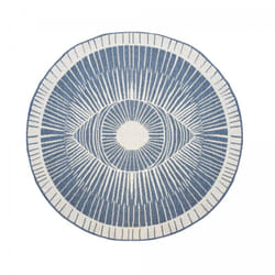 Tapis rond d'extérieur, kilim reversible Ø120cm EX1 B bleu et crème