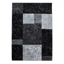 Tapis de couloir 80x150 tissé noir et gris motif géométrique MEHU