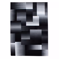 Tapis salon 200x290 tissé noir et gris rectangle motif géométrique TAKE
