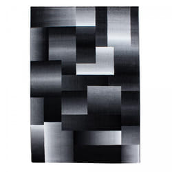 Tapis salon 200x290 tissé noir et gris rectangle motif géométrique TAKE