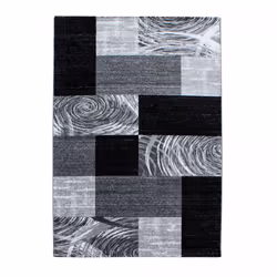 Tapis chambre 160x230 tissé noir et gris rectangle motif géométrique NUPE