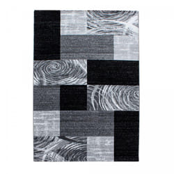 Tapis chambre 160x230 tissé noir et gris rectangle motif géométrique NUPE