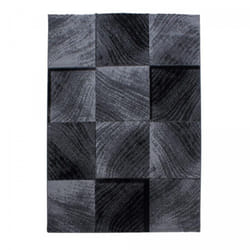 Tapis chambre 160x230 tissé gris et noir rectangle motif géométrique HEDE