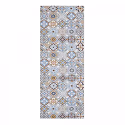 Un Amour De Tapis est une PME française, son entrepôt est en Essonne. tapis cuisine 120x170 en PVC bleu et gris motif géométr ...