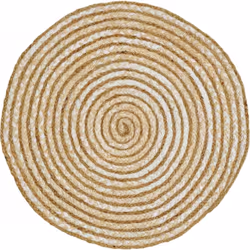 Tapis jute Ø80cm rond tissé blanc HEPO