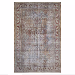 Tapis salon 155x230 tissé multicolore rectangle motif abstrait MEGE