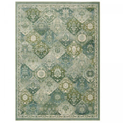 Jadorel - Tapis orient 120x170 vert et blanc rectangle motif traditionnel olna