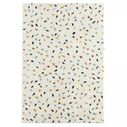 Tapis longs poils shaggy 120x160 blanc et bleu tissé rectangle motif berbère