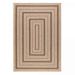 Jadorel - Tapis extérieur kilim 200x290 beige et noir rectangle jute art 5
