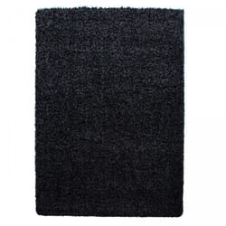 Tapis poils longs shaggy 100x200 rectangle tissé noir motif uni ROCA