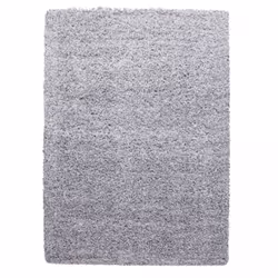 Tapis poils longs shaggy 80x150 rectangle tissé gris motif uni ROCA