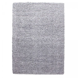 Tapis poils longs shaggy 80x150 rectangle tissé gris motif uni ROCA