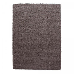 Tapis poils longs shaggy Ø160cm taupe tissé rond motif uni UNI L
