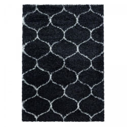 Jadorel - Tapis shaggy 140x200 noir et blanc tissé rectangle motif scandinave scandinav a