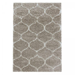 Jadorel - Tapis shaggy 140x200 beige et crème tissé rectangle motif scandinave scandinav a