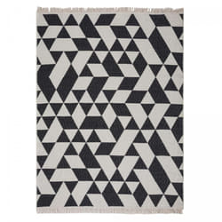 Unamourdetapis - Tapis kilim reversible en coton motif géométrique bi 80x150 crème et noir