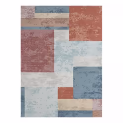 Tapis extérieur 120x160 tissé kilim bleu et orange SUKO