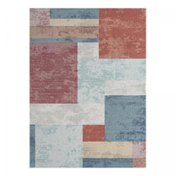 Tapis extérieur 120x160 tissé kilim bleu et orange SUKO
