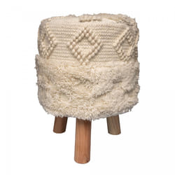 Tabouret semi artisanal en laine NOGO 35x35x47 naturel