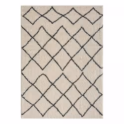 Tapis berbère 80x150 tissé motifs ethno-chic HOVU crème