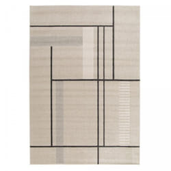 Tapis salon et chambre 160x230 marron et beige tissé motif géométrique contemrec