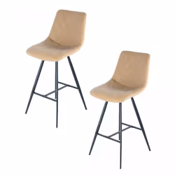 Tabouret de bar semi artisanal LOT DE 2 CILI 58x48 taupe et noir