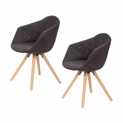 Fauteuil semi artisanal LOT DE 2 LUPU 55x59x82 noir et marron