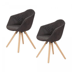 Fauteuil semi artisanal LOT DE 2 LUPU 55x59x82 noir et marron