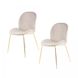 Fauteuil semi artisanal LOT DE 2 SISI 59x47x90 beige et laiton
