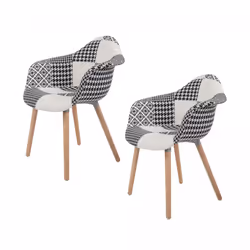 Fauteuil semi artisanal LOT DE 2 NEDU 61x62x80 noir et blanc