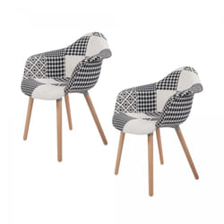 Fauteuil semi artisanal LOT DE 2 NEDU 61x62x80 noir et blanc