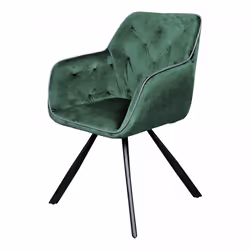 Fauteuil semi artisanal en velours MEGO 57,5x60x85,5 vert