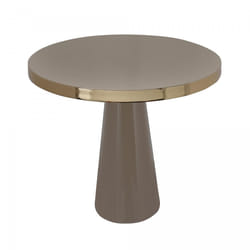 Table basse fait main en fer motif contemporain MOBI 51x51 taupe et or