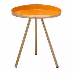 Table basse fait main en fer motif contemporain SUSI 41x41 jaune