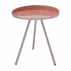 Table basse fait main en fer motif contemporain FOGI 41x41 rose