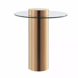 Table basse fait main en acier inoxydable DEBI 46x46 rose or et clair
