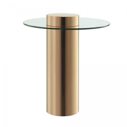 Table basse fait main en acier inoxydable DEBI 46x46 rose or et clair