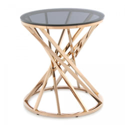 Table basse fait main en acier inoxydable PAHU 40x40 gris et or rose