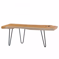 Table basse fait main en fer motif floral GEBU 40x100 naturel