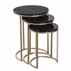 Table basse fait main en fer Lot de 3 TIRI 46x46 noir