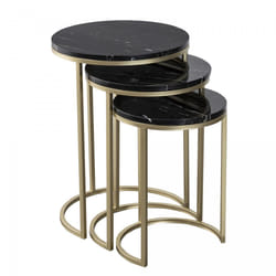 Table basse fait main en fer Lot de 3 TIRI 46x46 noir