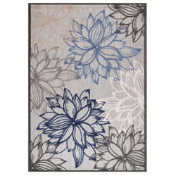 Tapis extérieur 160x230 tissé kilim gris et bleu TUGE