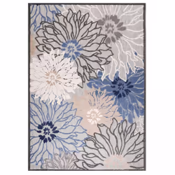 Tapis extérieur 80x200 tissé kilim bleu et gris MEKO
