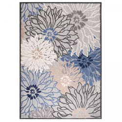 Jadorel - Tapis extérieur kilim Ø150cm bleu et gris rond chimeka