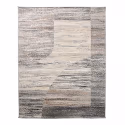 Tapis entrée 80x150 tissé gris et beige rectangle motif géométrique COSO