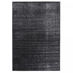 Tapis salon et chambre 140x200 noir rectangle tissé motif faux uni nitou 3