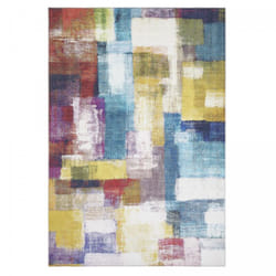 Unamourdetapis - Tapis salon et chambre 160x230 jaune et bleu rectangle tissé motif faux uni nikel