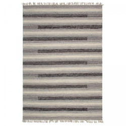 Impalo - Tapis kilim fait main en pet 120x170 gris et noir rectangle motif géométrique