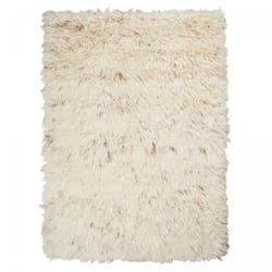 Tapis shaggy 120x170 rectangle fait main crème en laine motif uni HILU